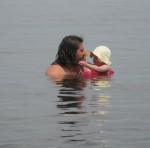 Swimming with Daddy at Sibbald's Point Park