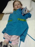 Lily's first visit to the hospital in her hospital gown
