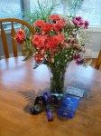 Medals and flowers from her competition