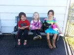 Outside the dance studio with her cousins